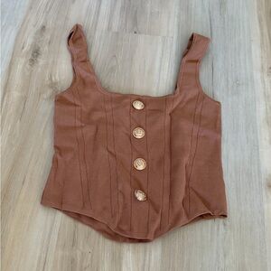 Women's Brown Button-Down Top